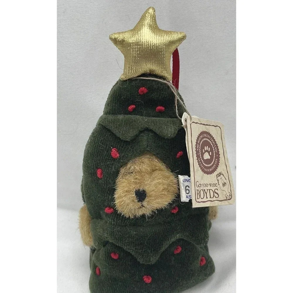 Boyds Bears Miniature Lil’ Frazier Christmas Tree Bear Ornament Peeker 6" Plush